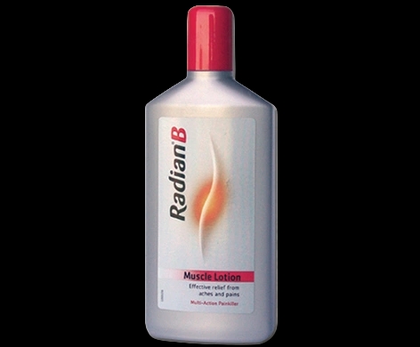Radian B Muscle Lotion packaging which is available to order online from NowPatient with next day delivery