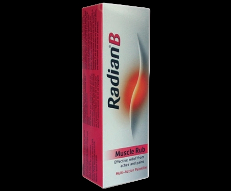 Radian B Muscle Rub packaging which is available to order online from NowPatient with next day delivery