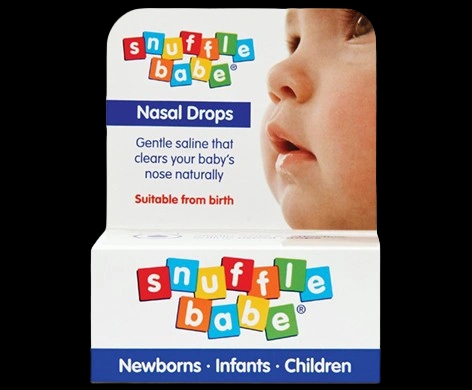 Snufflebabe Nasal Drops packaging which is available to order online from NowPatient with next day delivery