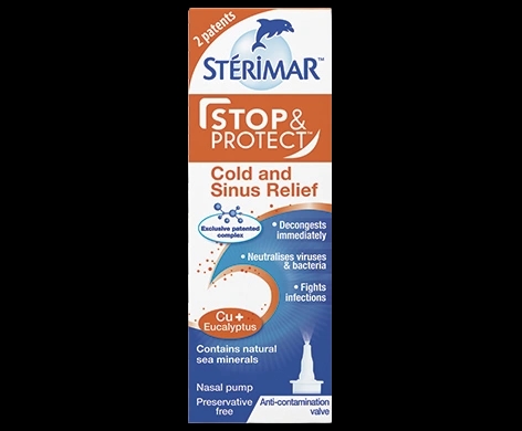 Sterimar Stop & Protect Cold & Sinus Relief packaging which is available to order online from NowPatient with next day delivery