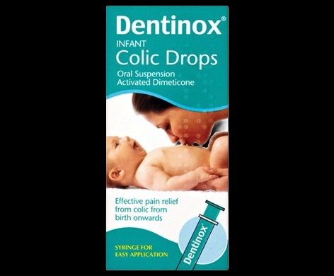 Dentinox Infant Colic Drops packaging which is available to order online from NowPatient with next day delivery