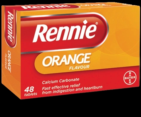 Rennie Orange Flavour packaging which is available to order online from NowPatient with next day delivery