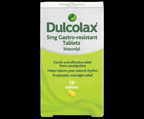Dulcolax 5mg Gastro-Resistant Tablets packaging which is available to order online from NowPatient with next day delivery