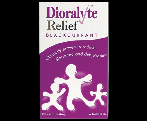 Dioralyte Relief Blackcurrant packaging which is available to order online from NowPatient with next day delivery
