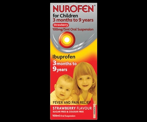 Nurofen for Children 3 Months to 9 Years Strawberry packaging which is available to order online from NowPatient with next day delivery