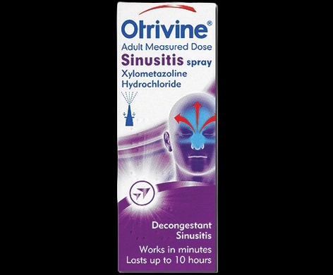 Otrivine Adult Measured Dose Sinusitis Spray packaging which is available to order online from NowPatient with next day delivery