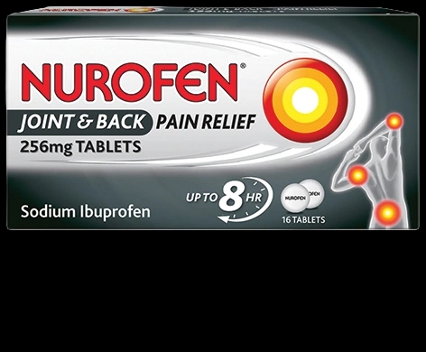 Nurofen Joint & Back Pain Relief 256mg Tablets packaging which is available to order online from NowPatient with next day delivery