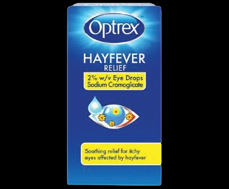 Optrex Hayfever Relief 2%w/v Eye Drops packaging which is available to order online from NowPatient with next day delivery