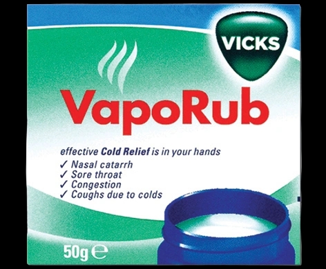 Vicks Vaporub packaging which is available to order online from NowPatient with next day delivery
