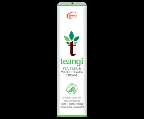 Teangi Tea Tree & Witch Hazel Cream packaging which is available to order online from NowPatient with next day delivery