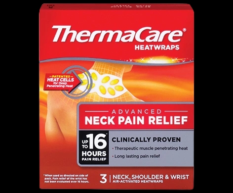 ThermaCare Neck, Shoulder & Wrist Heatwraps packaging which is available to order online from NowPatient with next day delivery