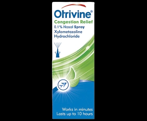 Otrivine Congestion Relief 0.1% Nasal Spray packaging which is available to order online from NowPatient with next day delivery