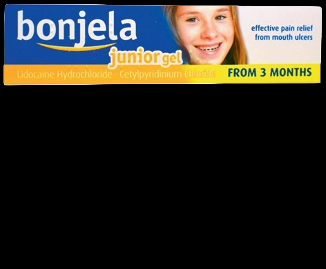 Bonjela Junior Gel packaging which is available to order online from NowPatient with next day delivery