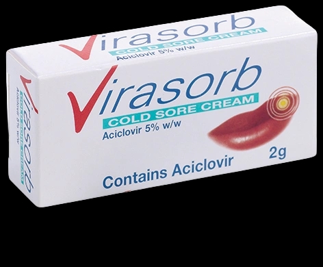 Virasorb Cold Sore Cream packaging which is available to order online from NowPatient with next day delivery