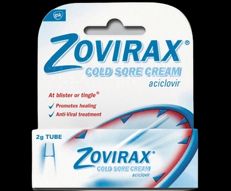 Zovirax Cold Sore Cream packaging which is available to order online from NowPatient with next day delivery