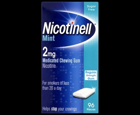 Nicotinell Fruit/Mint/Liquorice 2mg Chewing Gum packaging which is available to order online from NowPatient with next day delivery