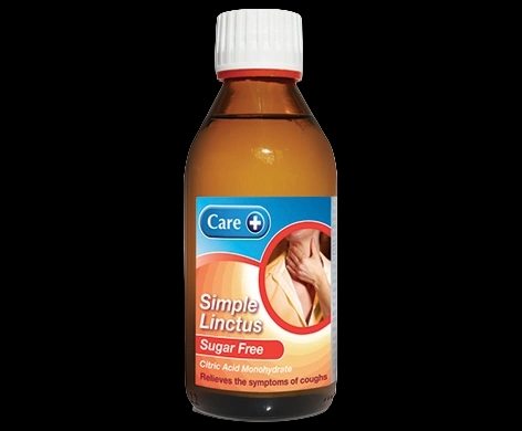 Care Simple Linctus Sugar Free packaging which is available to order online from NowPatient with next day delivery