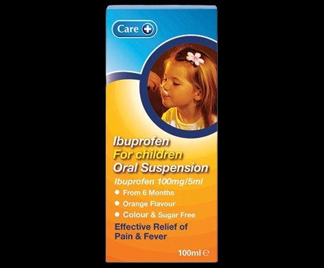 Care Ibuprofen for Children Oral Suspension packaging which is available to order online from NowPatient with next day delivery