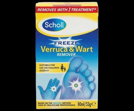 Scholl Freeze Verruca & Wart Remover packaging which is available to order online from NowPatient with next day delivery