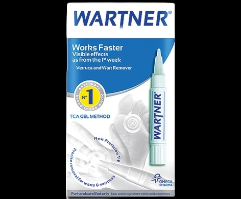 Wartner Verruca & Wart Remover Pen packaging which is available to order online from NowPatient with next day delivery
