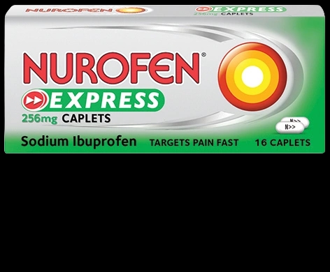 Nurofen Express 256mg Caplets packaging which is available to order online from NowPatient with next day delivery