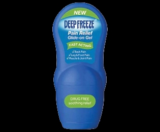 Deep Freeze Pain Relief Glide-on Gel packaging which is available to order online from NowPatient with next day delivery