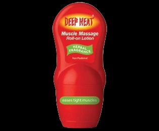 Deep Heat Muscle Massage Roll-on Lotion packaging which is available to order online from NowPatient with next day delivery