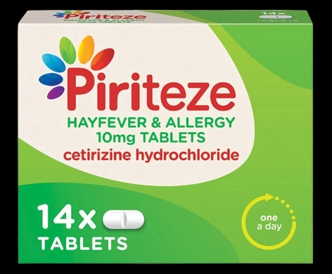 Piriteze Hayfever & Allergy 10mg Tablets packaging which is available to order online from NowPatient with next day delivery