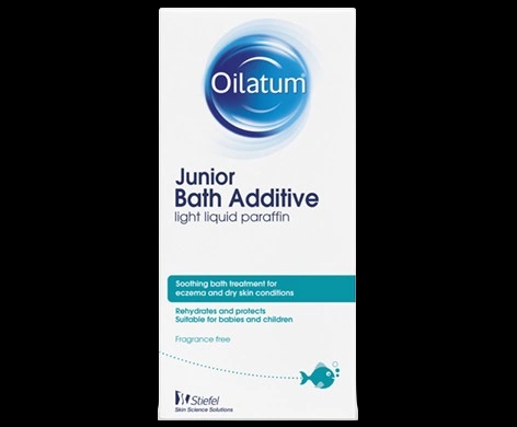 Oilatum Junior Bath Additive packaging which is available to order online from NowPatient with next day delivery