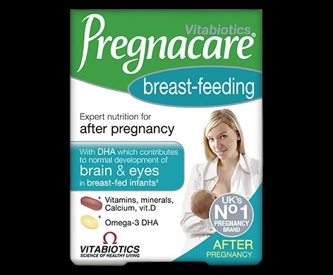 Pregnacare Breast-feeding packaging which is available to order online from NowPatient with next day delivery