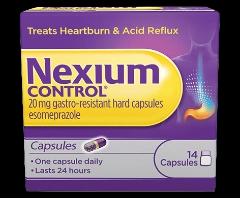 Nexium Control 20mg Gastro-Resistant Hard Capsules packaging which is available to order online from NowPatient with next day delivery