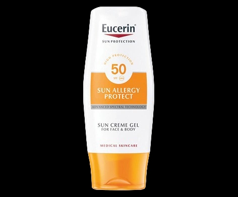 Eucerin Allergy Protect Sun Creme-Gel SPF 50 packaging which is available to order online from NowPatient with next day delivery