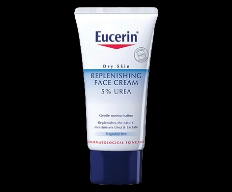 Eucerin Dry Skin Replenishing Face Cream 5% Urea packaging which is available to order online from NowPatient with next day delivery