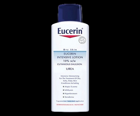 Eucerin Intensive Lotion 10%w/w (Urea) Cutaneous Emulsion packaging which is available to order online from NowPatient with next day delivery