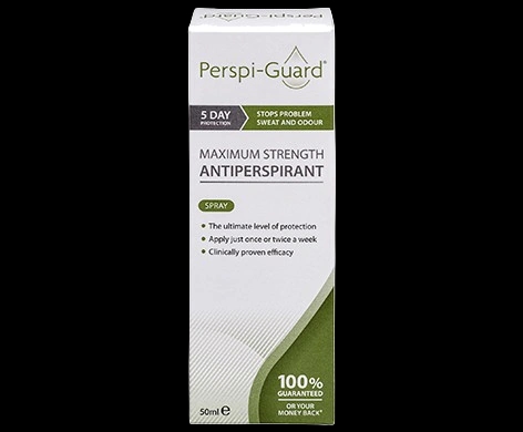 Perspi-Guard Maximum Strength Antiperspirant Spray packaging which is available to order online from NowPatient with next day delivery