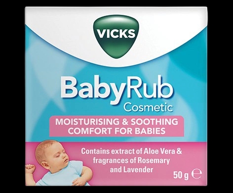 Vicks BabyRub packaging which is available to order online from NowPatient with next day delivery