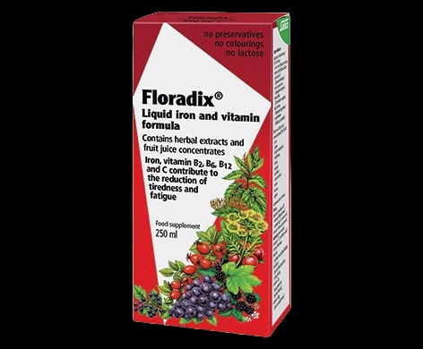 Floradix Liquid Iron packaging which is available to order online from NowPatient with next day delivery