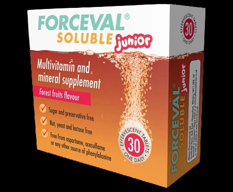 Forceval Soluble Junior packaging which is available to order online from NowPatient with next day delivery