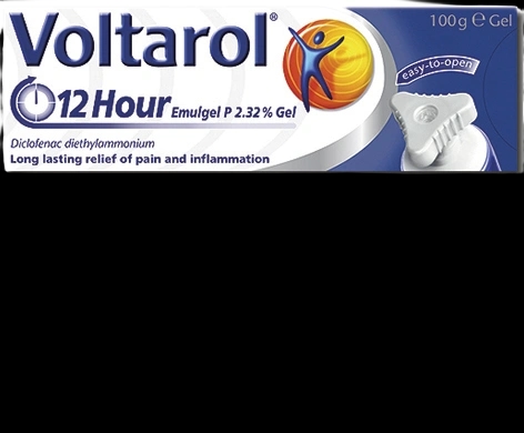 Voltarol 12 Hour Joint Pain Relief 2.32% Gel packaging which is available to order online from NowPatient with next day delivery
