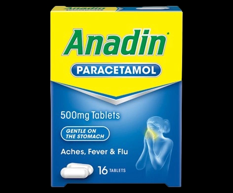 Anadin Paracetamol Tablets packaging which is available to order online from NowPatient with next day delivery