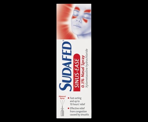 Sudafed Sinus-Ease 0.1% Nasal Spray packaging which is available to order online from NowPatient with next day delivery