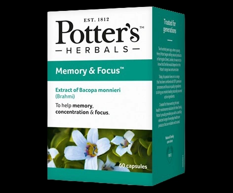 Potter’s Memory & Focus packaging which is available to order online from NowPatient with next day delivery
