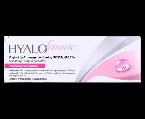 Hyalofemme packaging which is available to order online from NowPatient with next day delivery