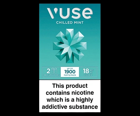 Vuse Pods Chilled Mint 18mg packaging which is available to order online from NowPatient with next day delivery