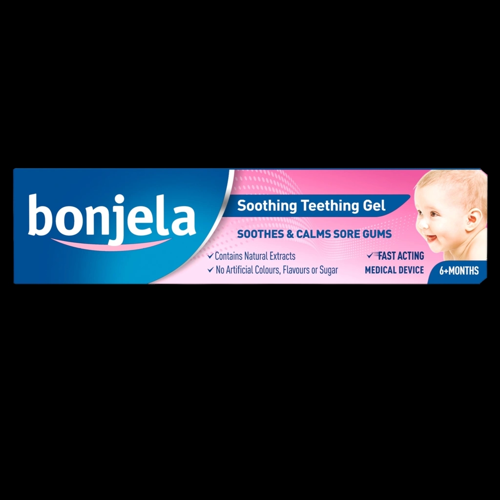 Bonjela Soothing Teething Gel packaging which is available to order online from NowPatient with next day delivery