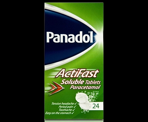 Panadol Actifast Soluble Tablets packaging which is available to order online from NowPatient with next day delivery