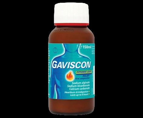 Gaviscon Original Liquid Relief packaging which is available to order online from NowPatient with next day delivery