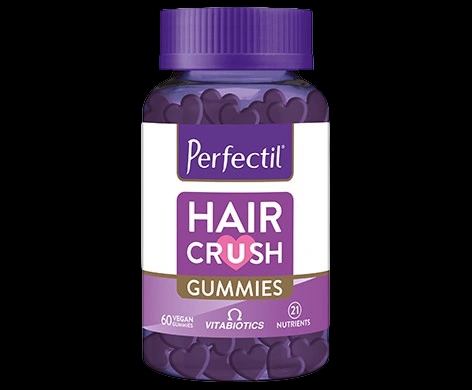 Perfectil Hair Crush Gummies packaging which is available to order online from NowPatient with next day delivery