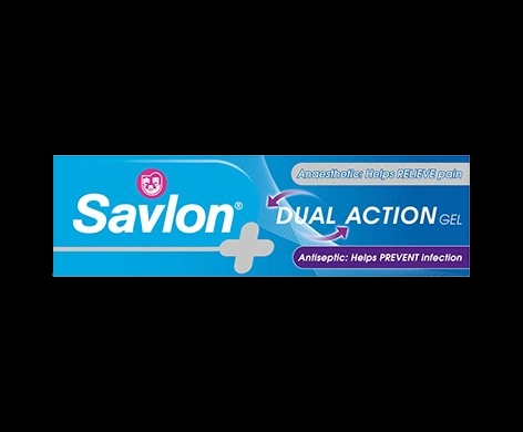 Savlon Dual Action Gel packaging which is available to order online from NowPatient with next day delivery