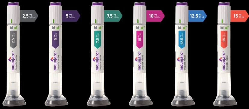 Four different types of Mounjaro pens